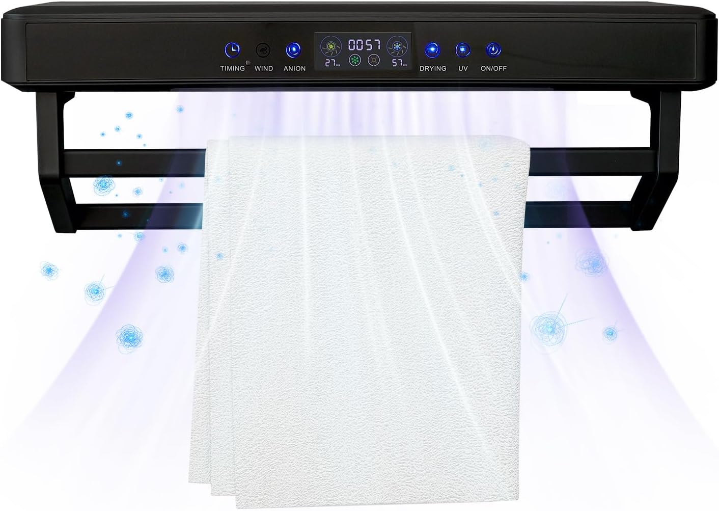 Electric Heated Towel Warmer Rack with Touch Screen and Air Purification