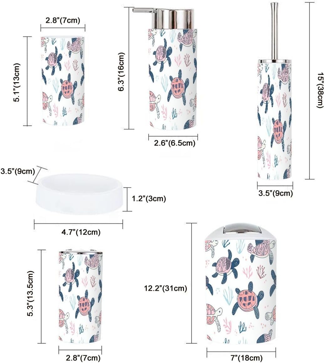 Bathroom Accessory Set 6 Piece Boho Seamless Pattern for Kids