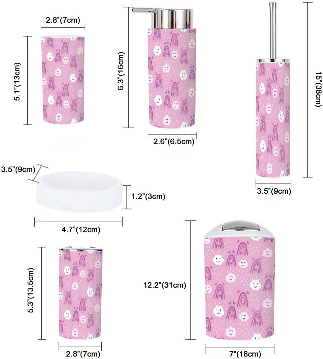 Stylish 6-Piece Bathroom Set - Rainbow Design