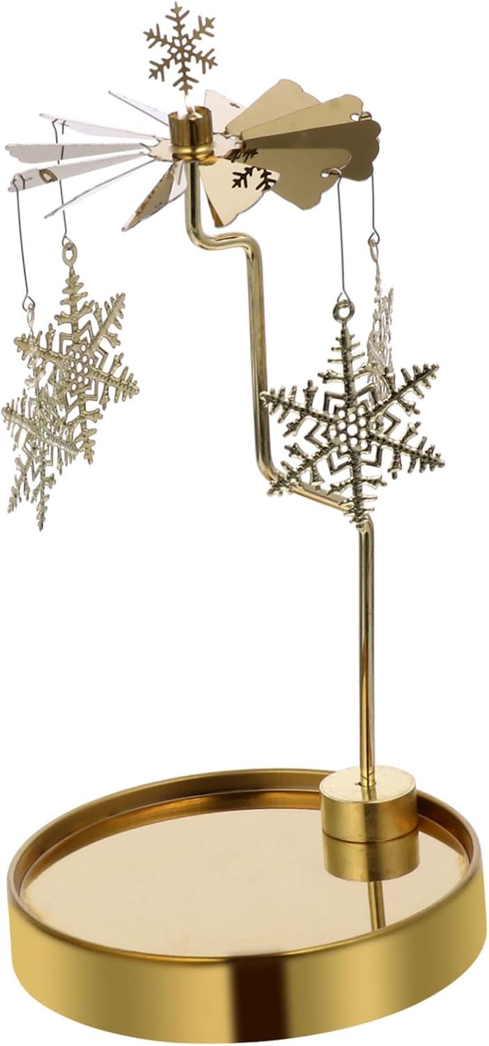 Homoyoyo Rotating Snowflake Candlestick Holder for Christmas Decor