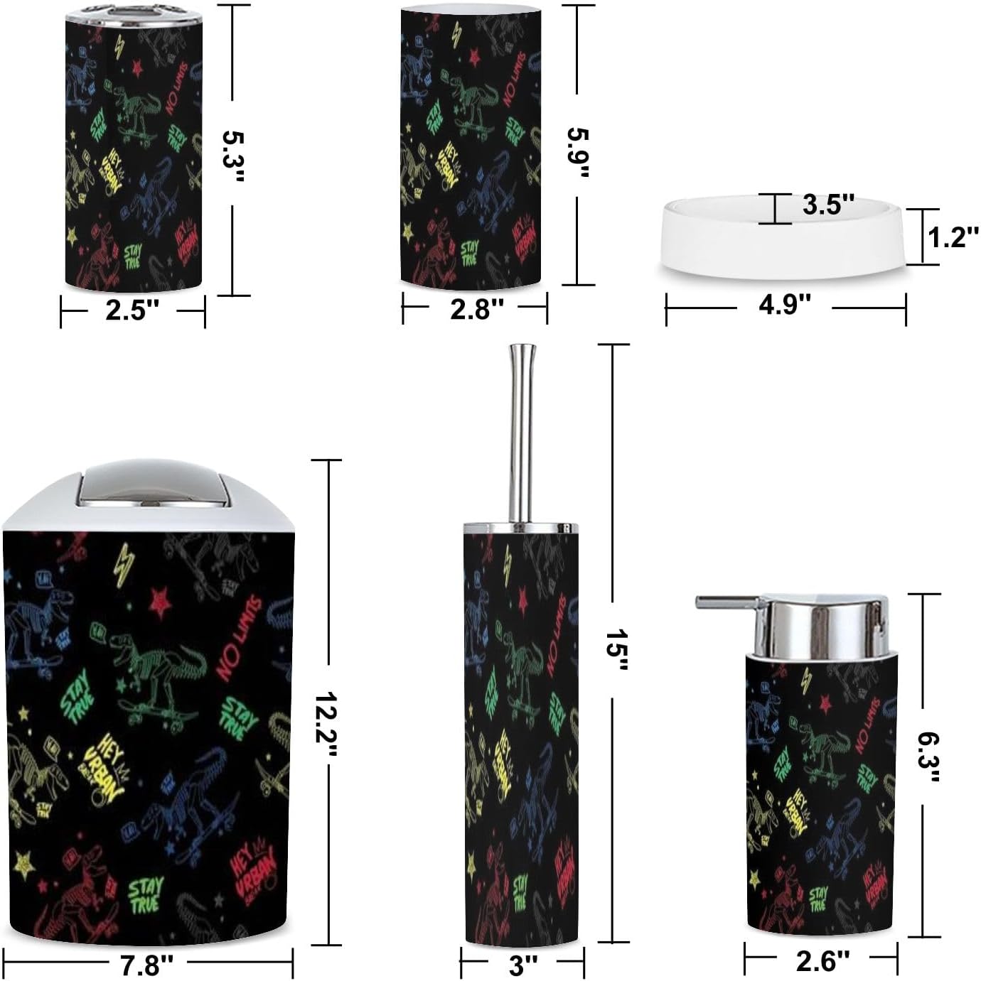 Dinosaur Skateboard Bathroom Set