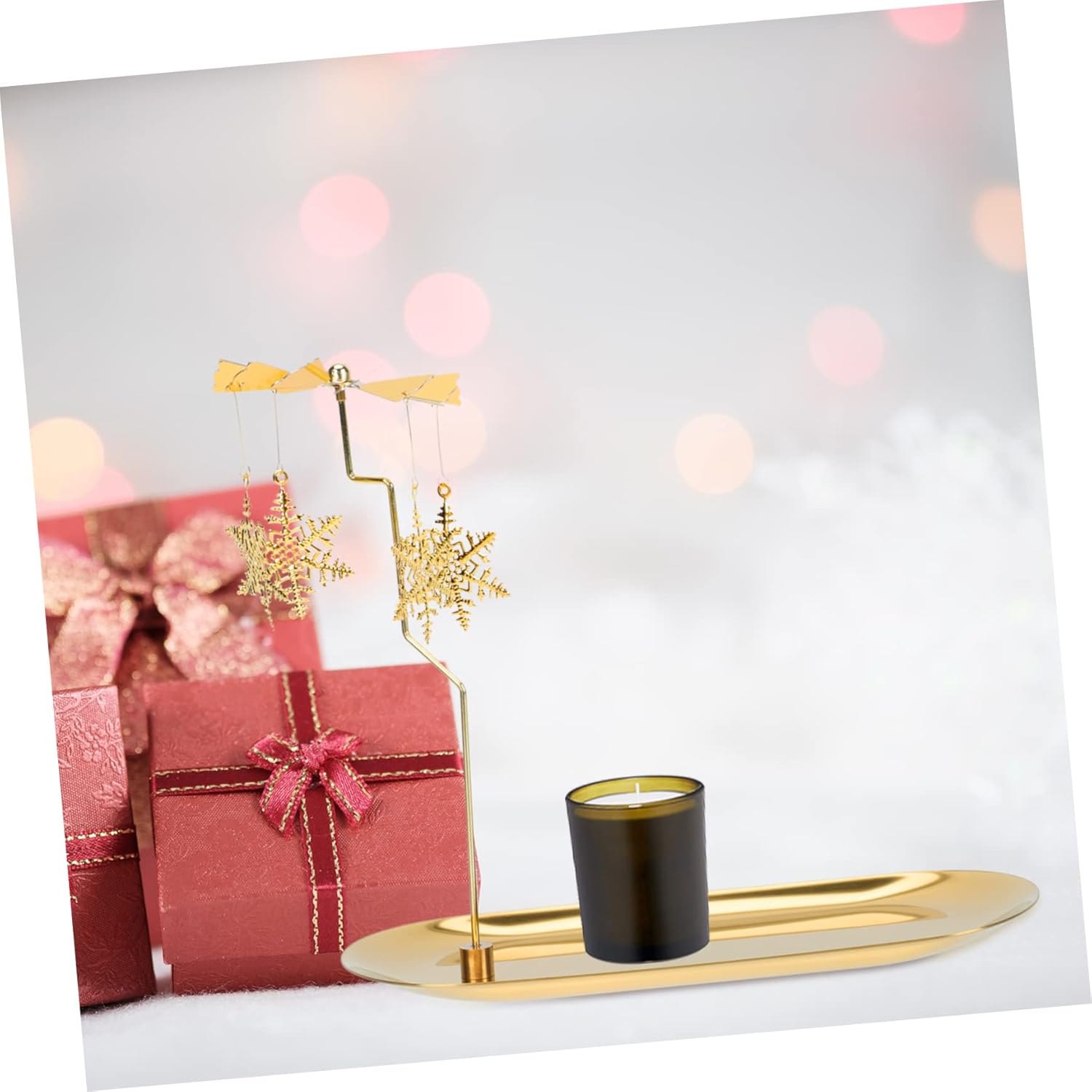FunOMOCYA Rotating Snowflake Candle Holder