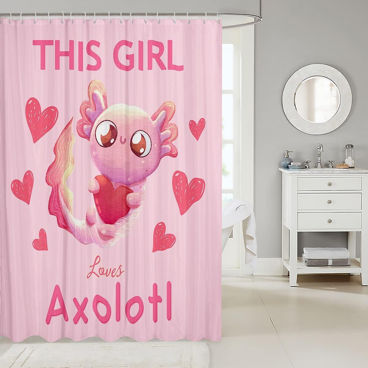 Multipurpose Kids Kawaii Pink shouted Bathtub Curtain