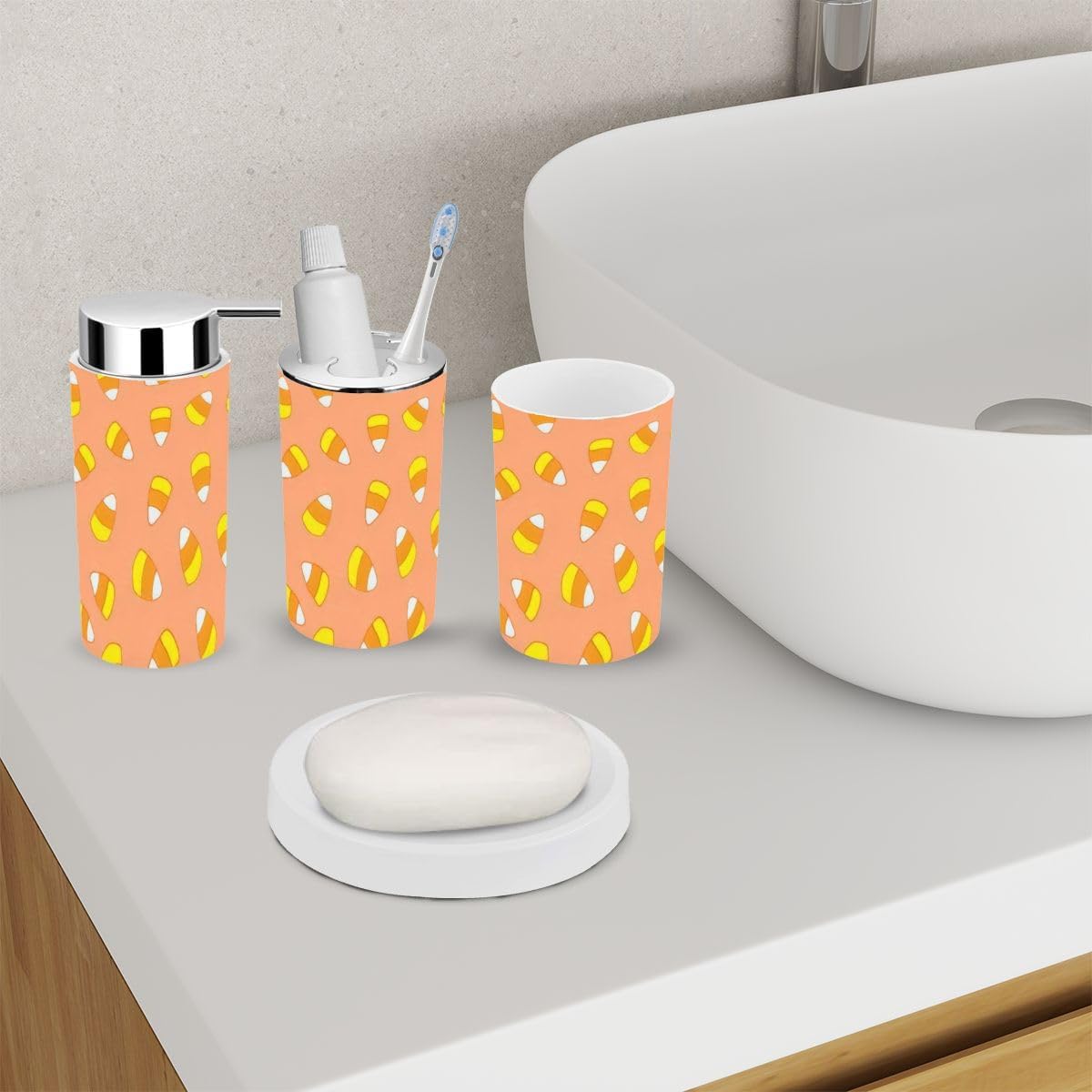 Halloween Hand-Drawn Doodle Style 6-Piece Bathroom Accessory Set