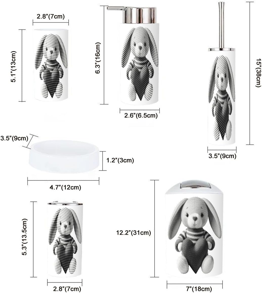 Cute Bunny Design Retro Bath Set 6 Piece