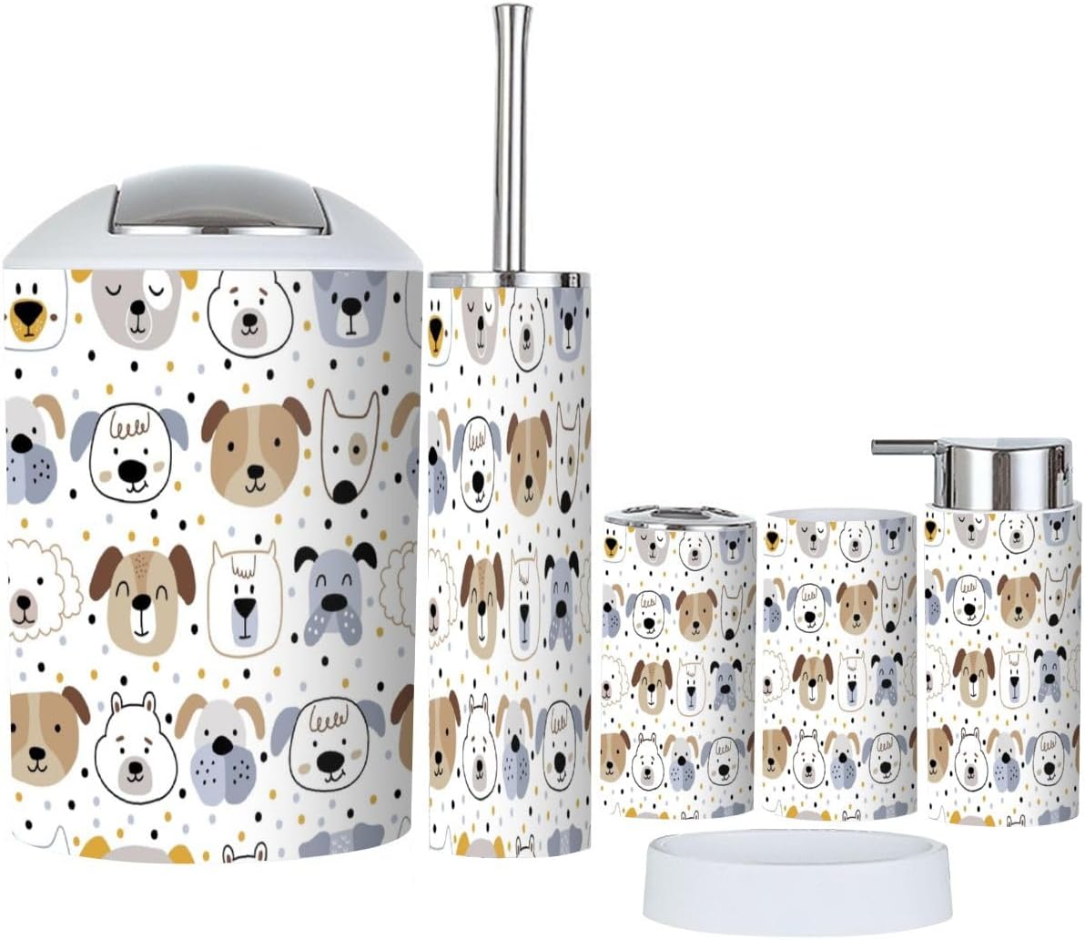 Sturdy Scandinavian Bathroom Set for Kids 6 Piece Childish Design with SoftOTH