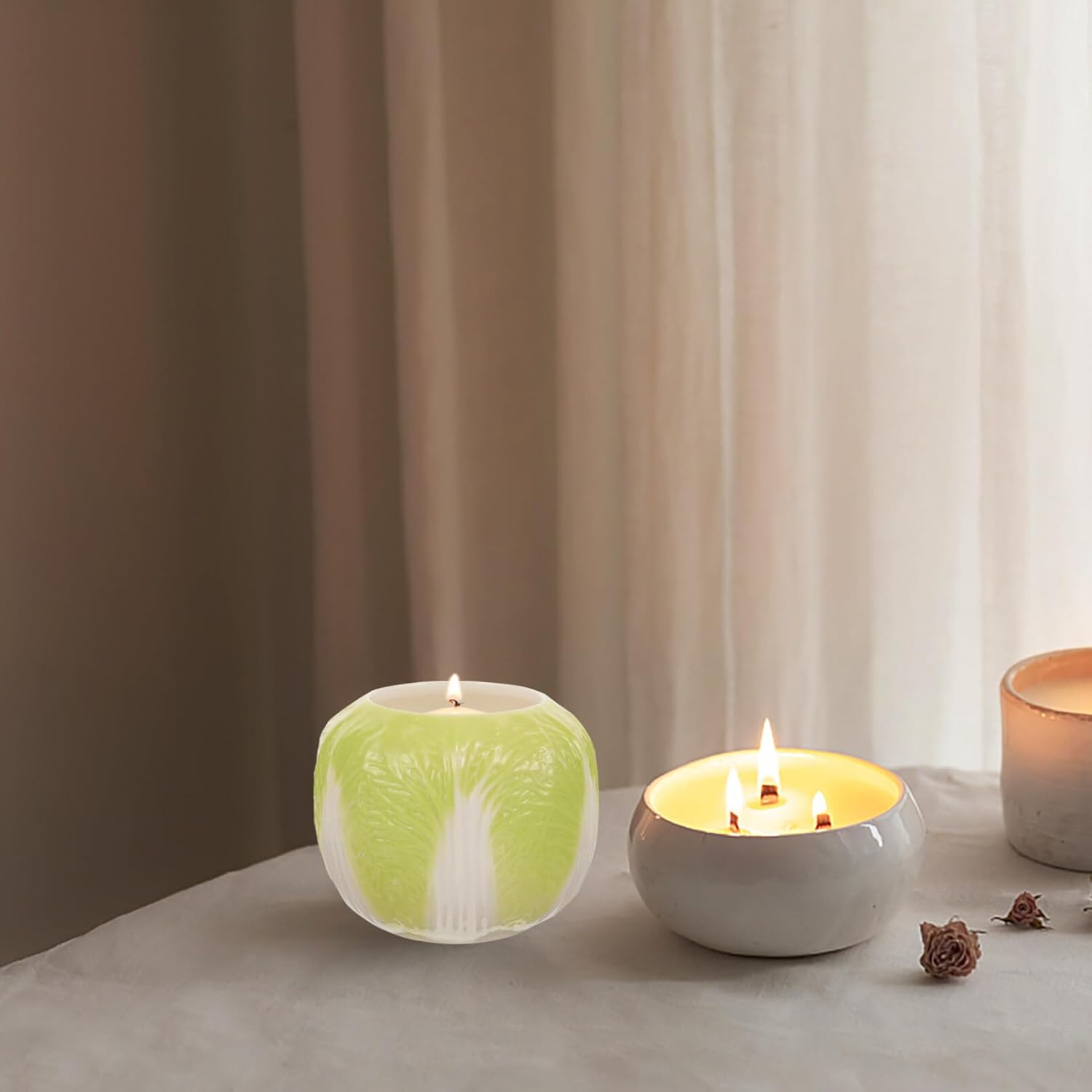 Unique Cabbage Shaped Ceramic Candle Holder for Tea Lights Desktop Centerpiecestylish Durable