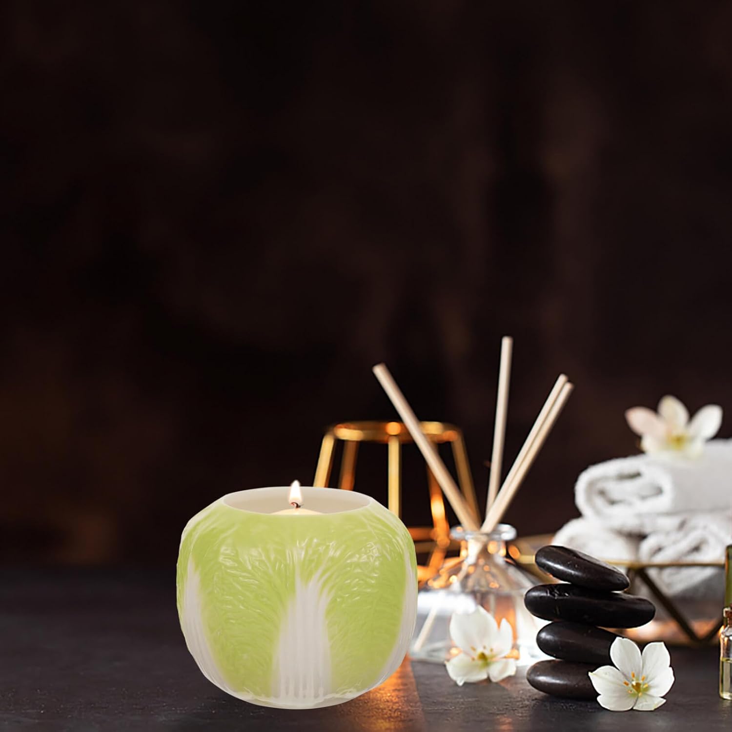 Unique Cabbage Shaped Ceramic Candle Holder for Tea Lights Desktop Centerpiecestylish Durable