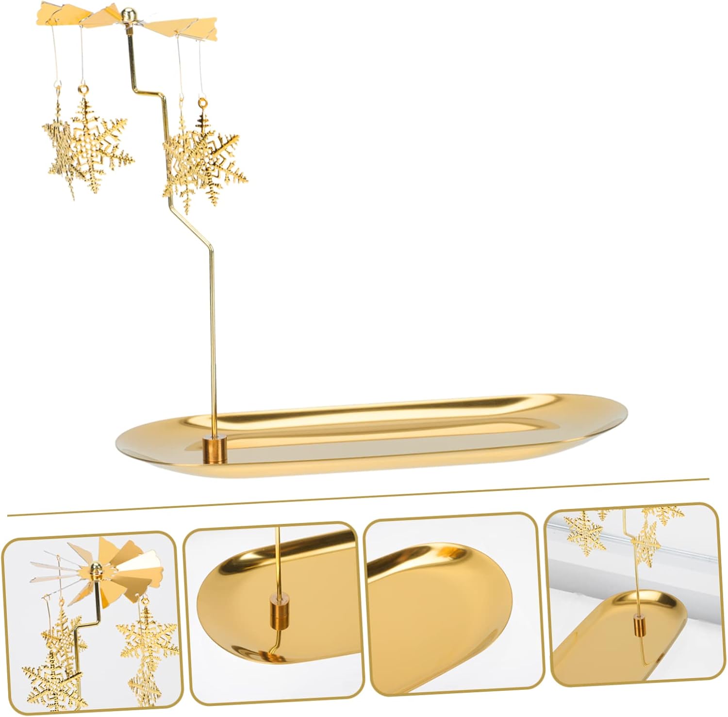 Exquisite Snowflake Candle Holder Rotating Gold Scented Tray
