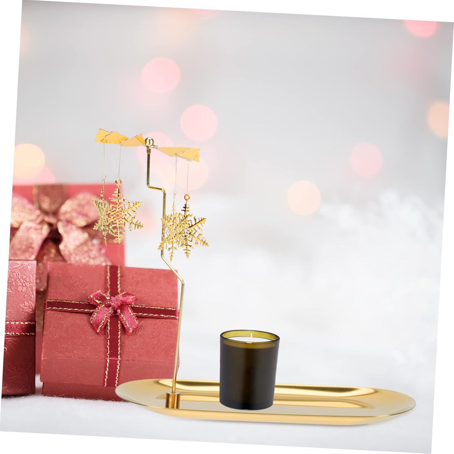Gilded Snowflake Candleholder for Home Kitchen Rotating Scented Candle Display