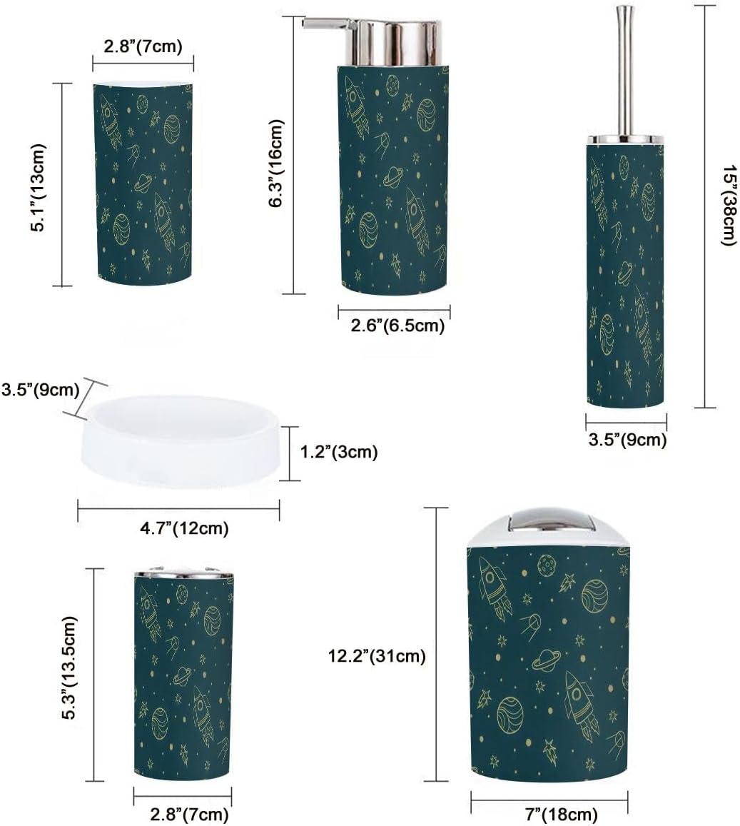 Stylish 6-Piece Bathroom Accessory Set for Space Kids