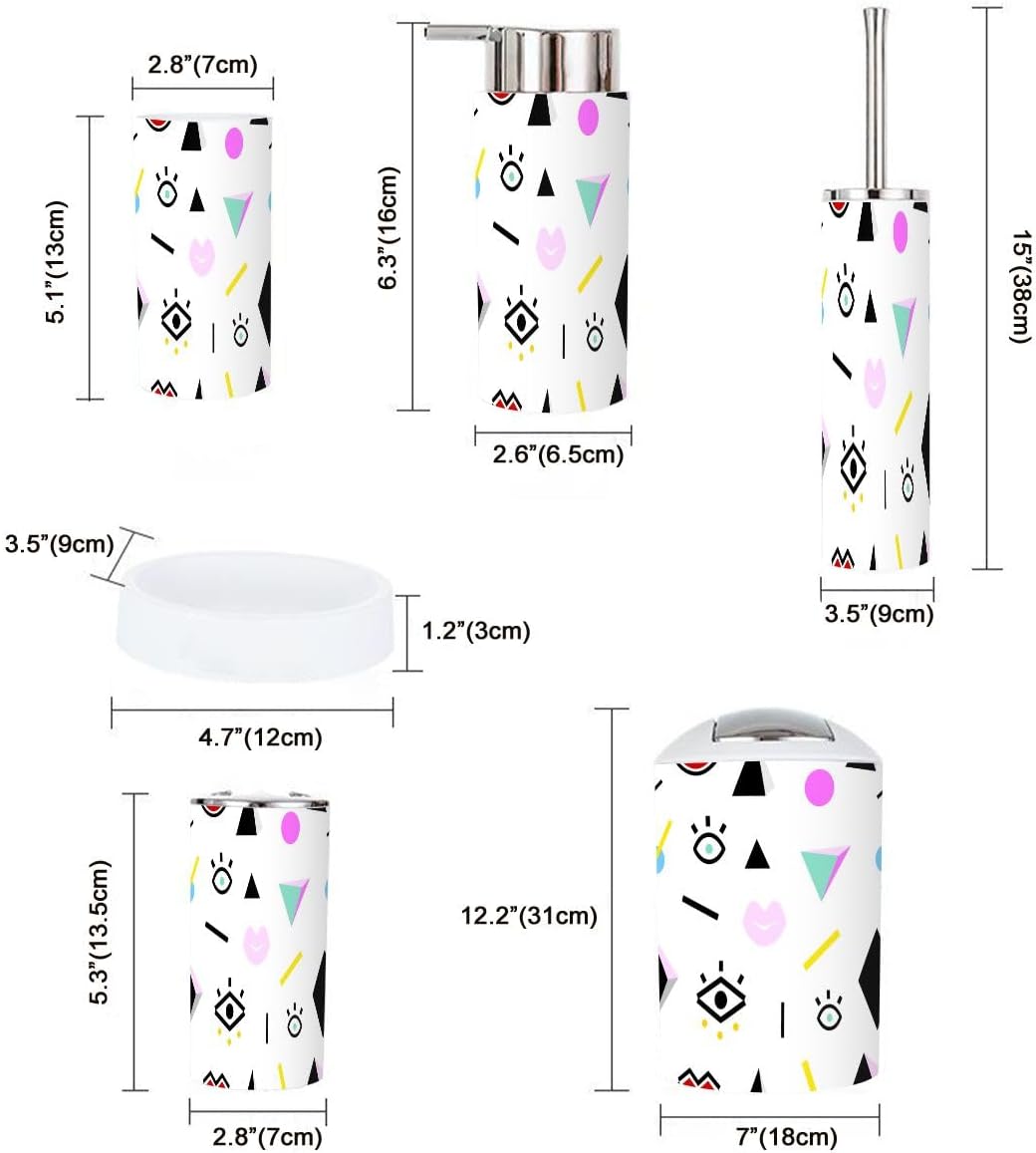 XNGJEMVWXO 6-Piece Bath Set with Modern Geometric Shapes Retro Storage Display