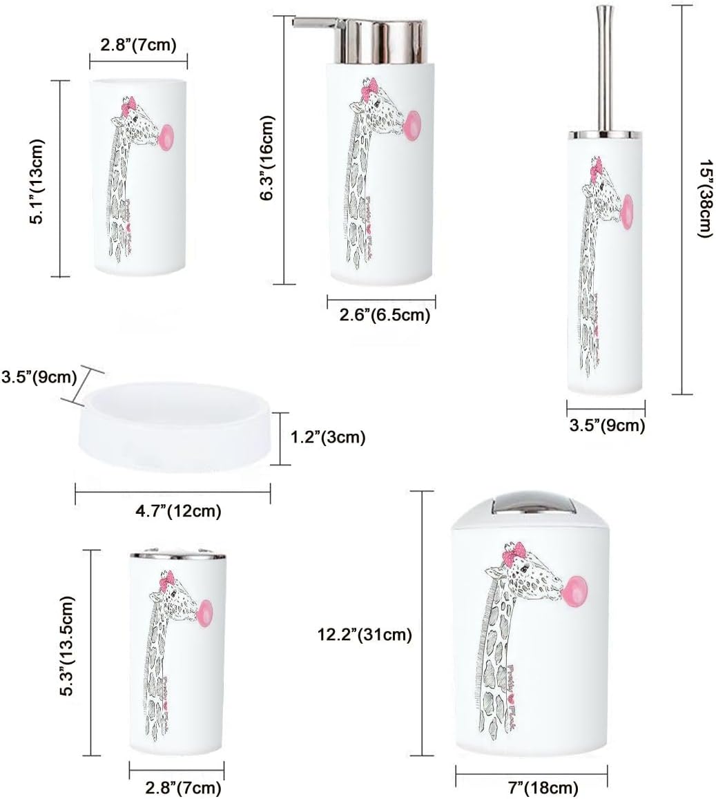 JBNJANKDAV Hand Drawn Giraffe Bathroom Accessories Set