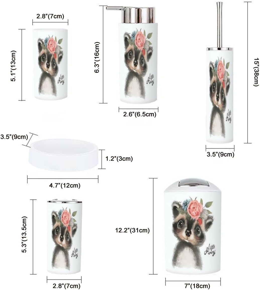 Cute Floral Bathroom Accessory Set 6 Piece