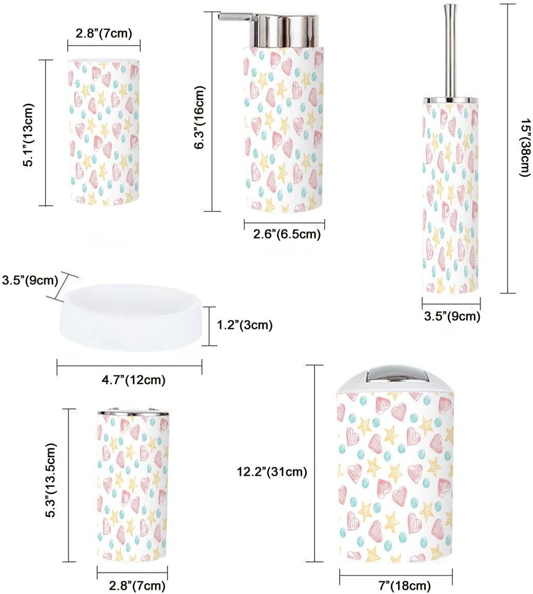 Funny Hearts Bathroom Accessory Set 6 Piece