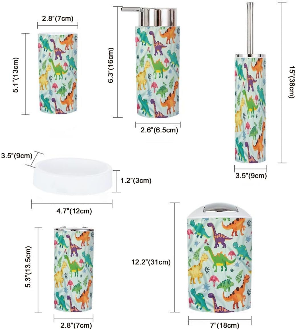 6-Piece Dinosaur-themed Boys Bathroom Accessories with Eco-Friendly Material