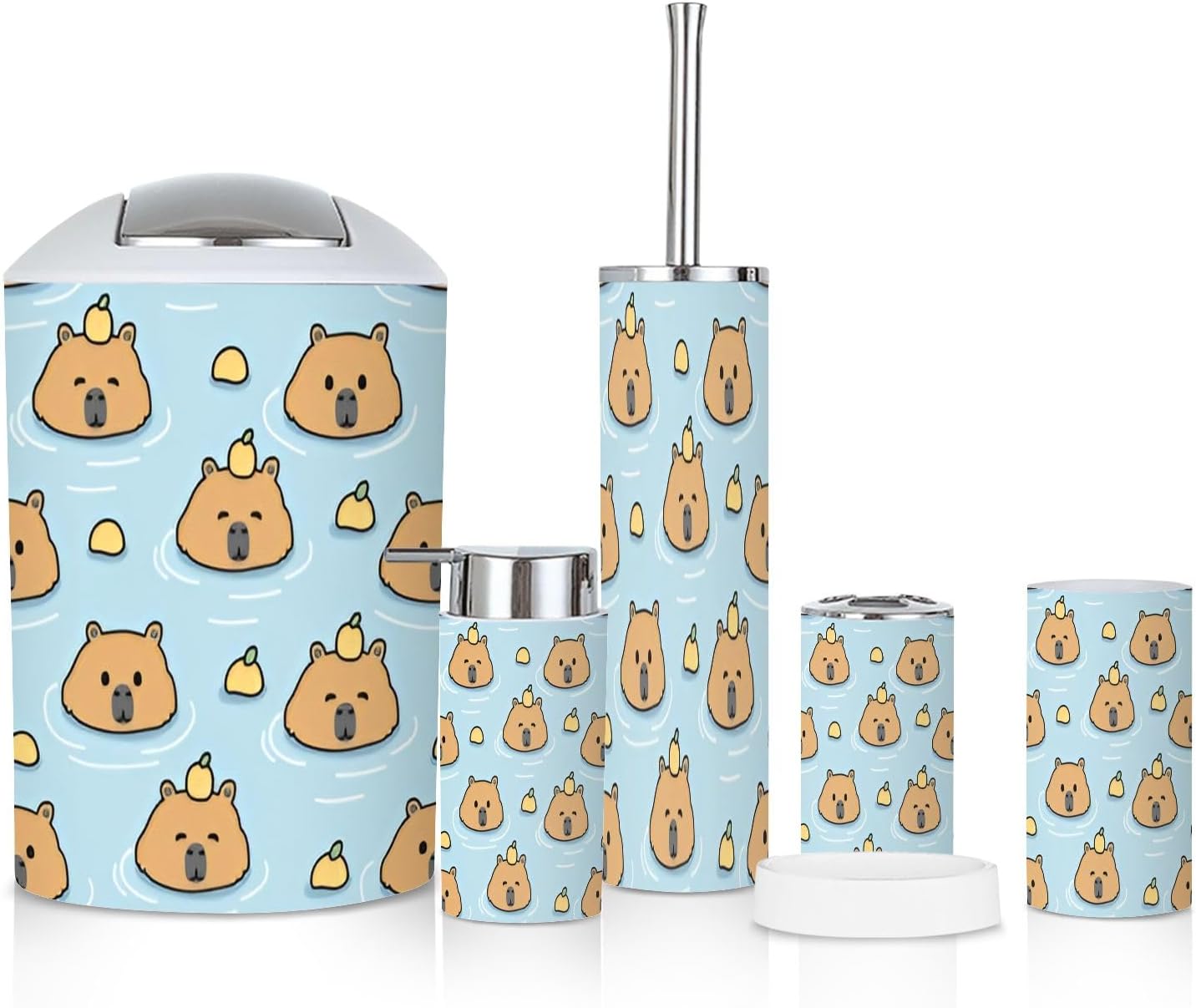 6 Piece Bathroom Accessories Set - Cute and Functional Trading