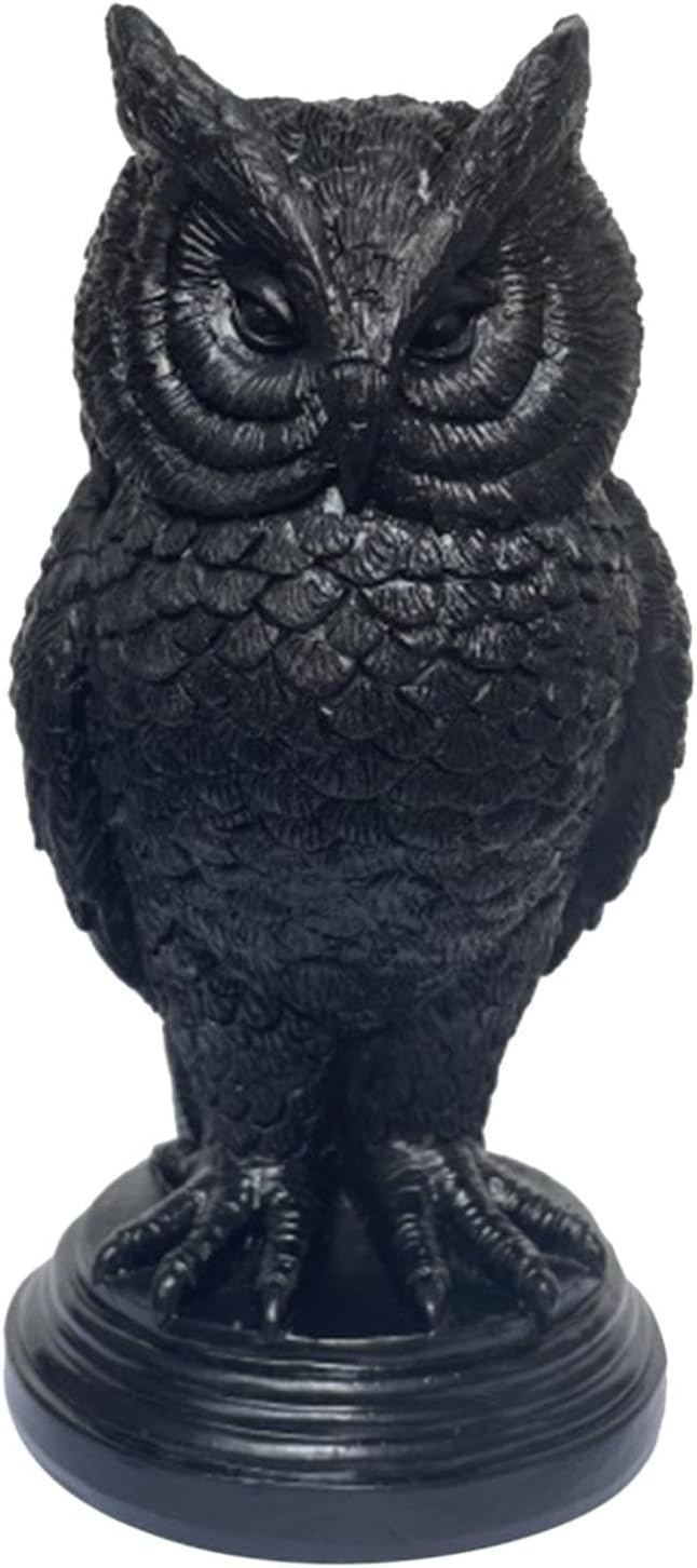 Gothic Owl Candle Stick Holders - Black Resin Decor compliments