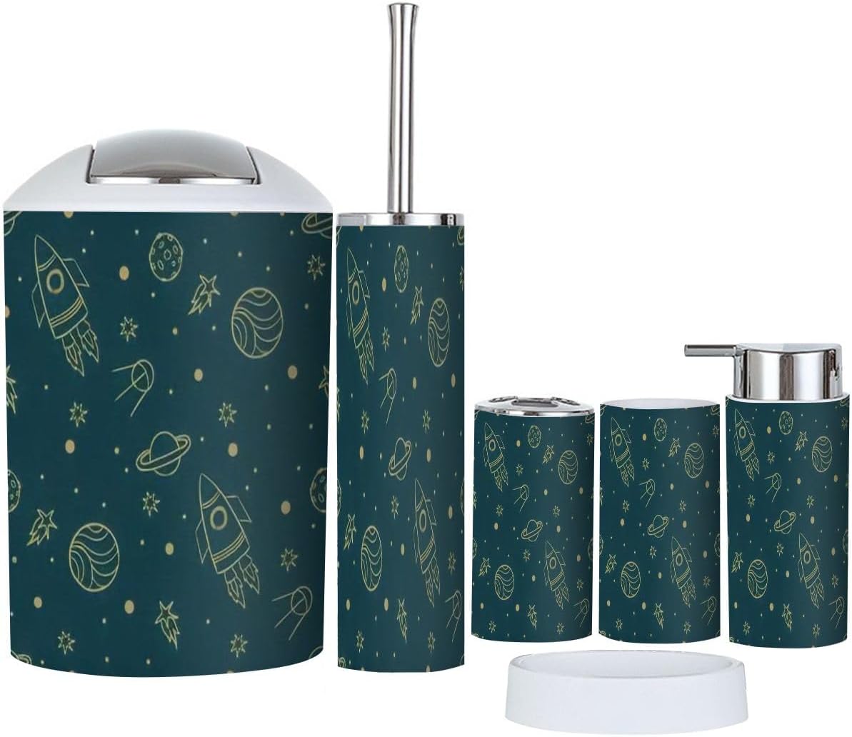 Stylish 6-Piece Bathroom Accessory Set for Space Kids