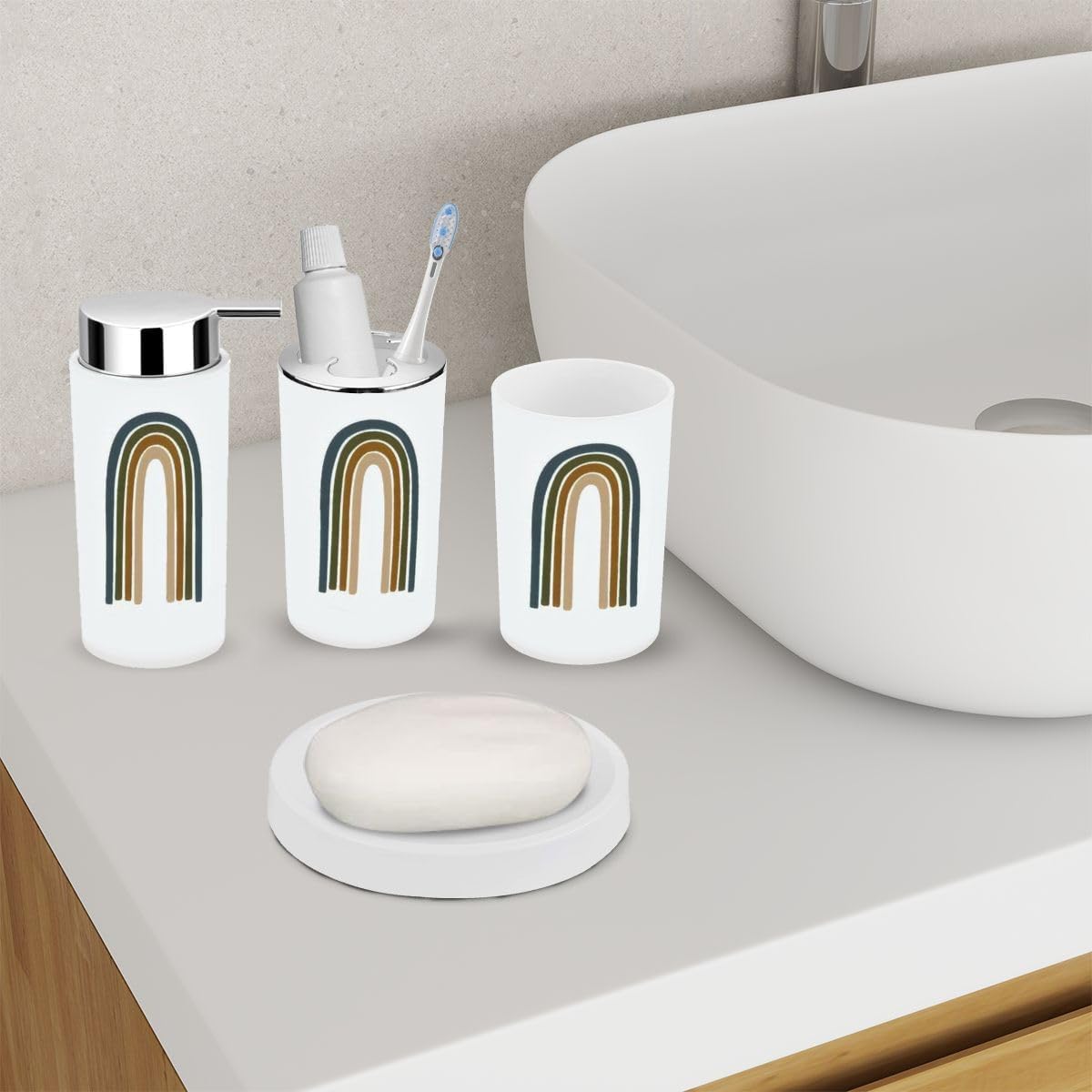 Rainbow Bathroom Accessory Set 6 Piece