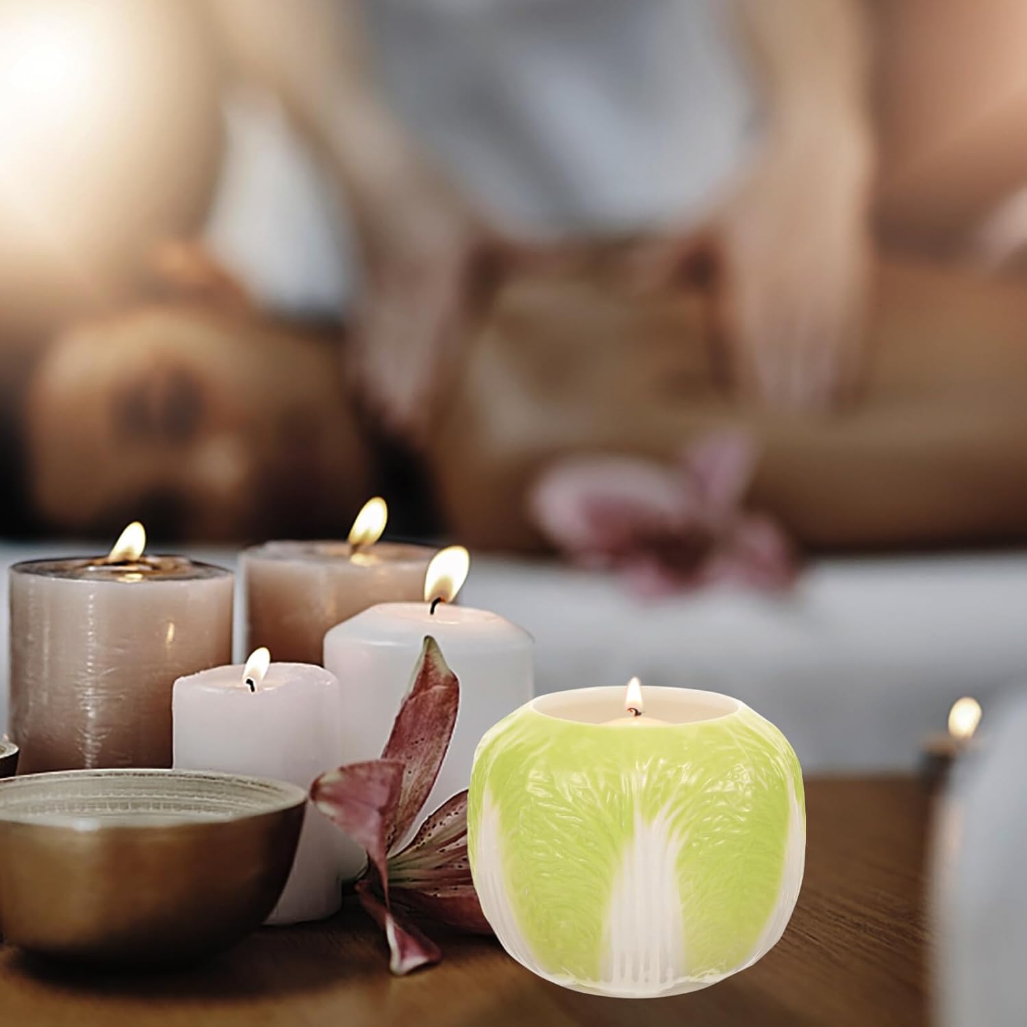 Unique Cabbage Shaped Ceramic Candle Holder for Tea Lights Desktop Centerpiecestylish Durable