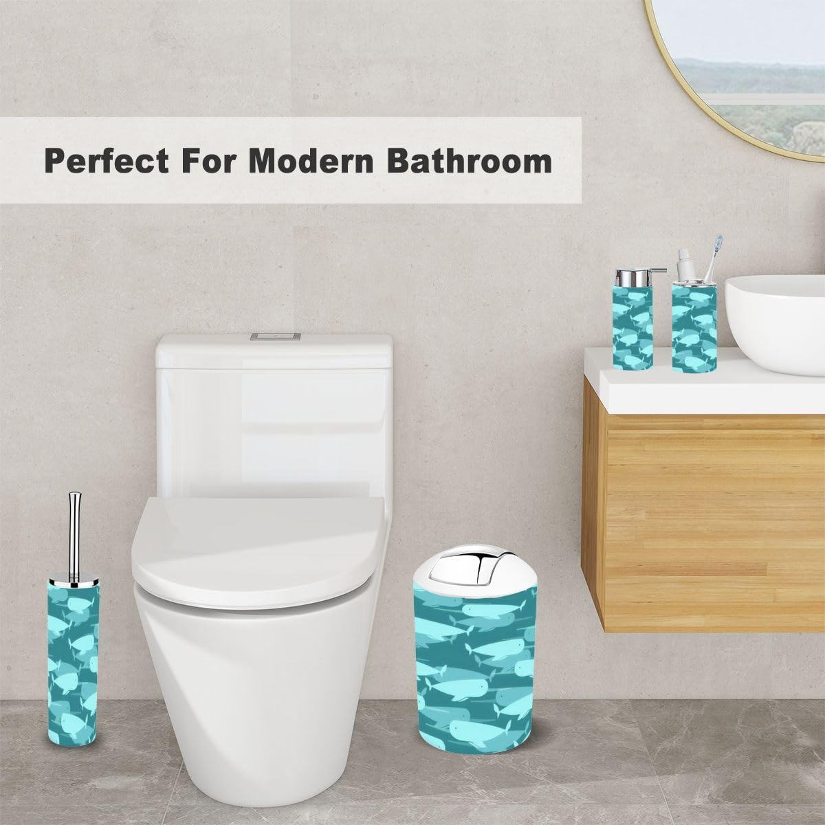 Sturdy Narwhal Borohh Skip 6 Piece Bathroom Set