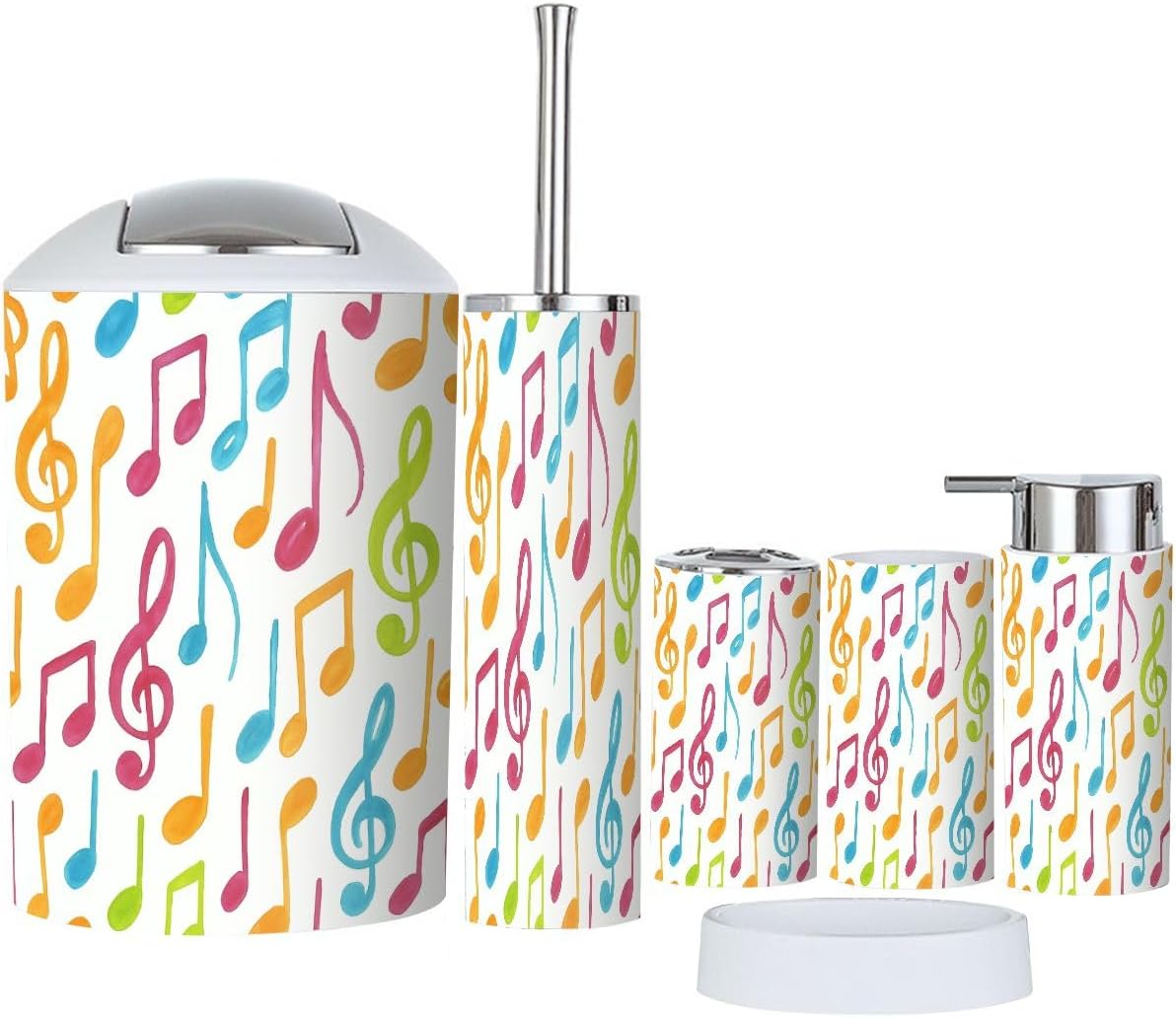 Bathroom Accessory Set 6 Piece Boho Unique Design Trash Can More