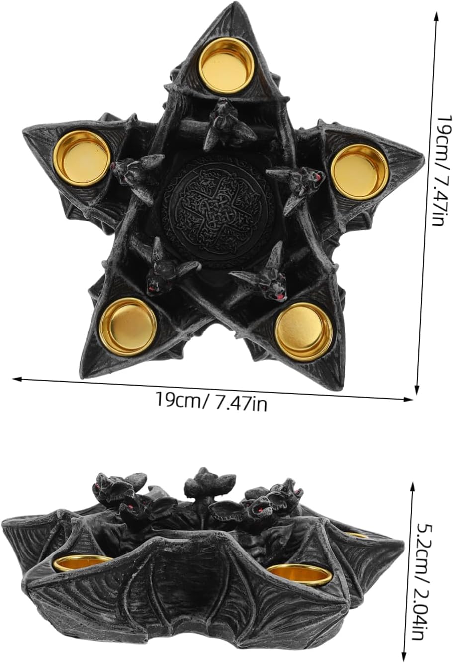 Gothic Bat Resin Candlestick Holder Halloween Decor