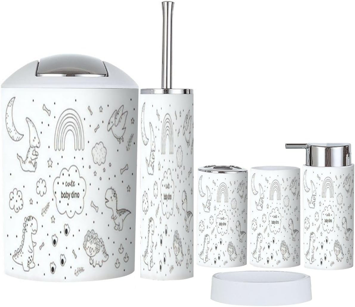 Dinosaur-Themed Bath Accessories for Kids 6-Piece Set