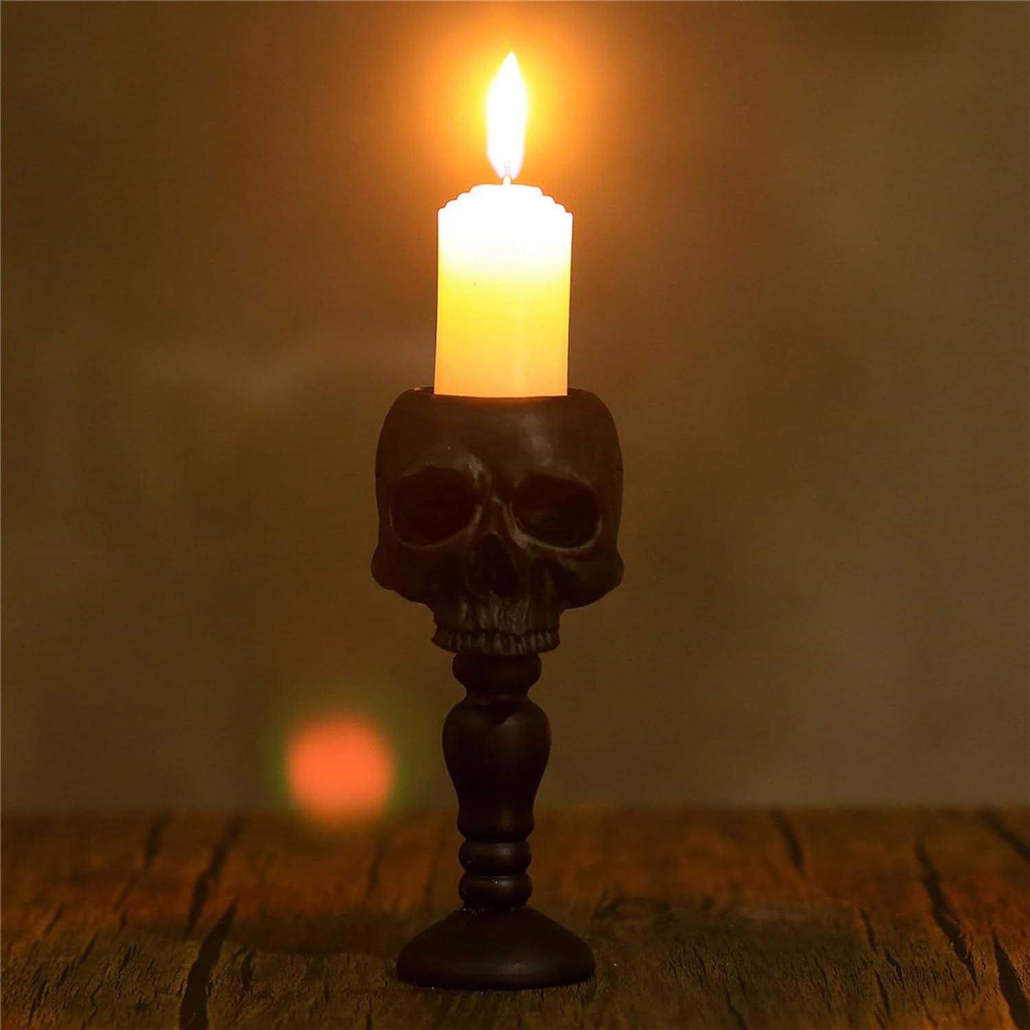 Halloween Skull Candle Holder Resin Skeleton Candle Cup Base Decor