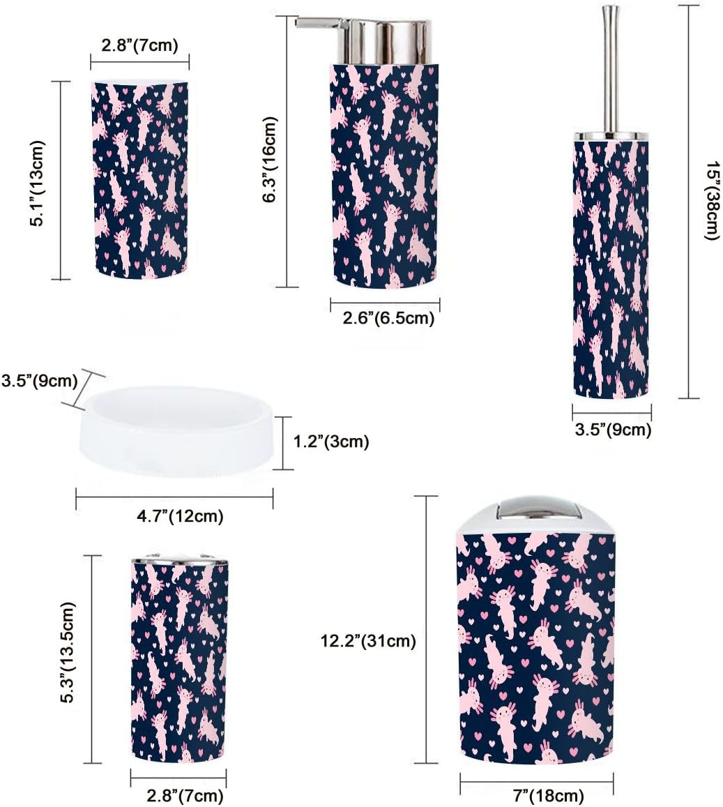 Cute Cartoon Axolotl Bathroom Accessory Set