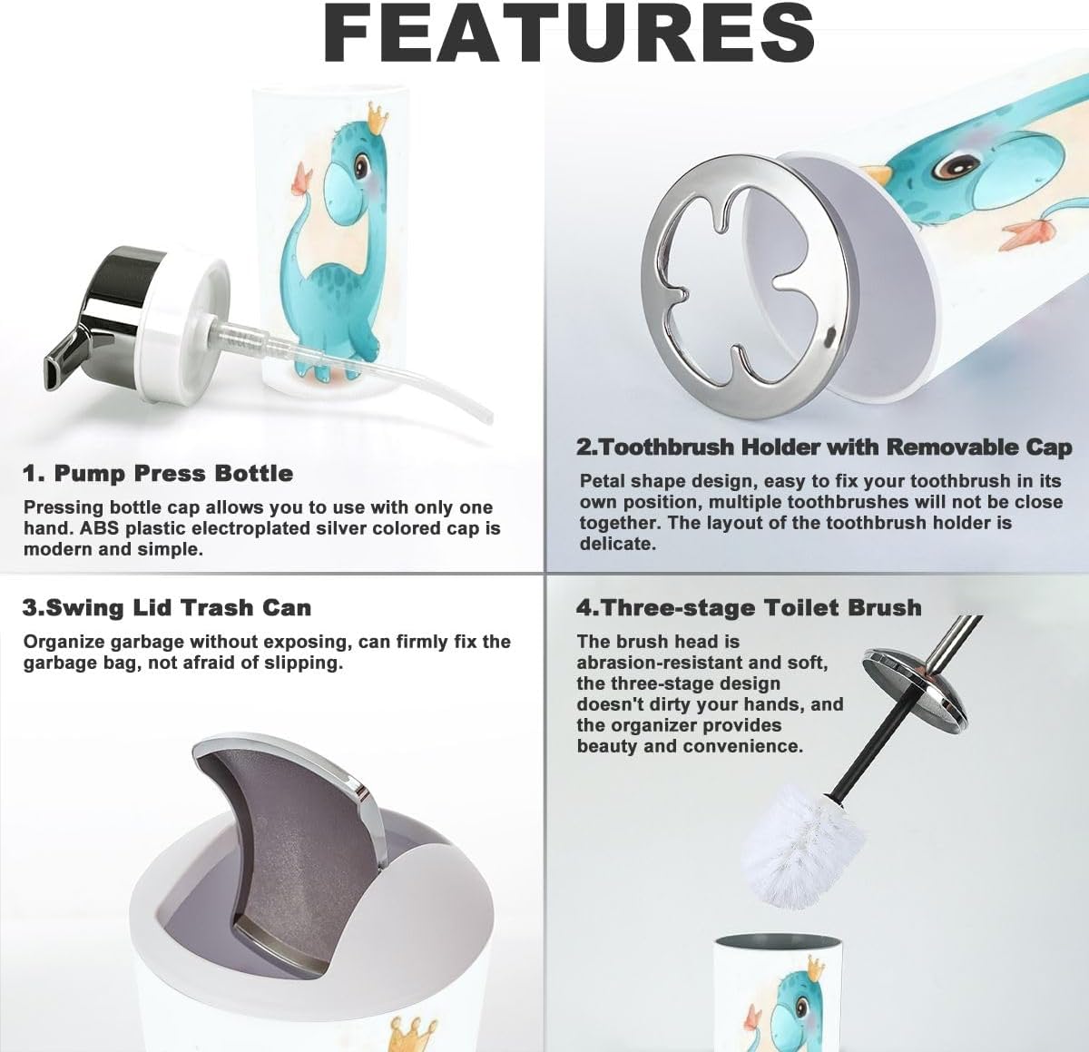 Dino and Butterfly Bathroom Accessory Set