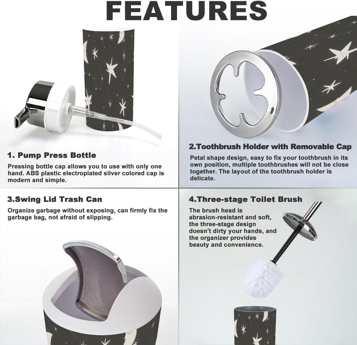 Space Sun Moon Kids Bathroom Set
