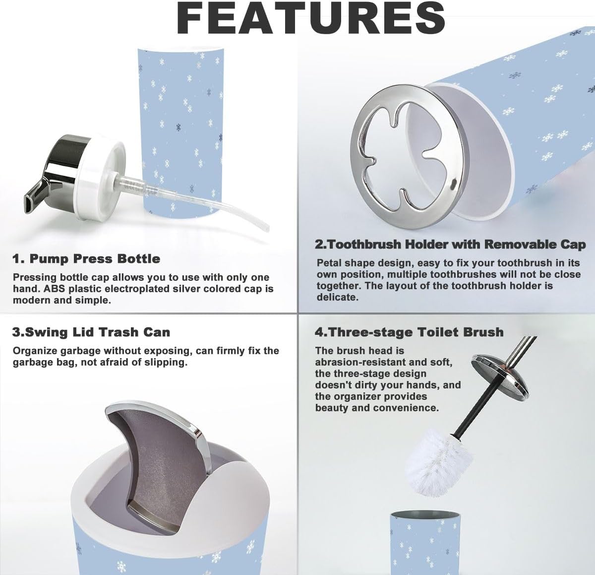 6-Piece Cute Snowflake Bath Set
