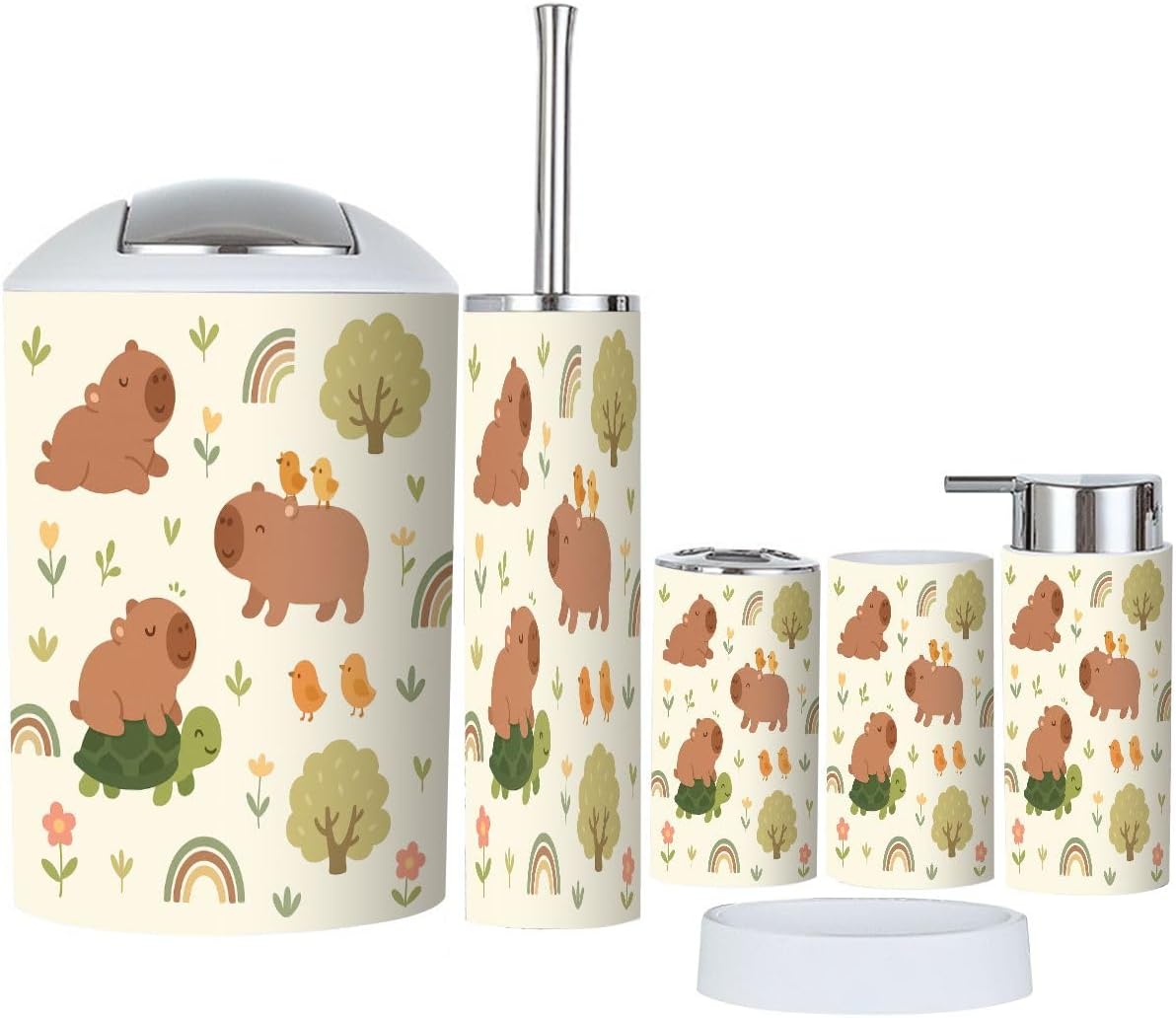 TRANQDEHOM 6-Piece Boho Essential Bathroom Set for Home Kitchen