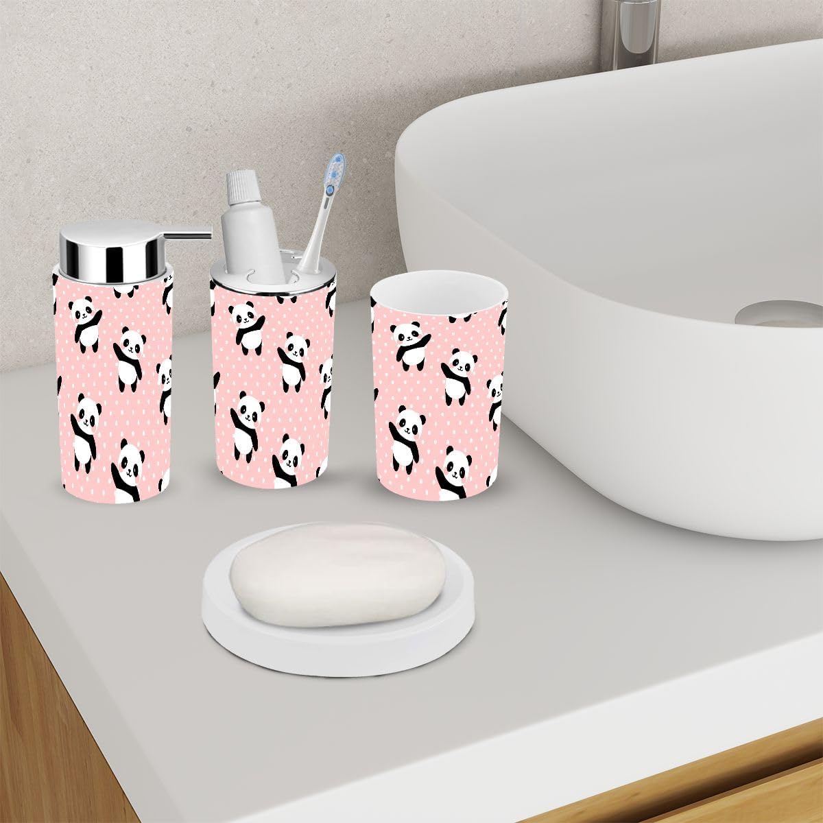 6-Piece Cartoon Panda Bath Accessory Set for Babies