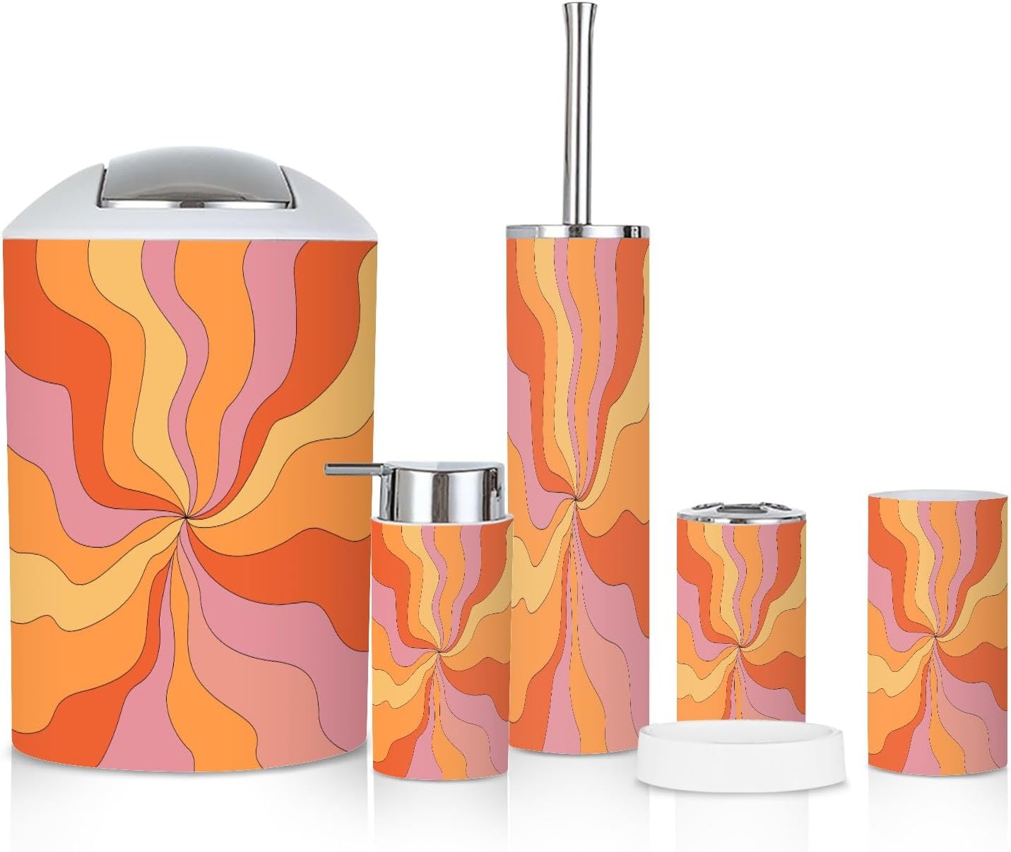 Hippie Boho Retro 6-Piece Bathroom Accessory Set