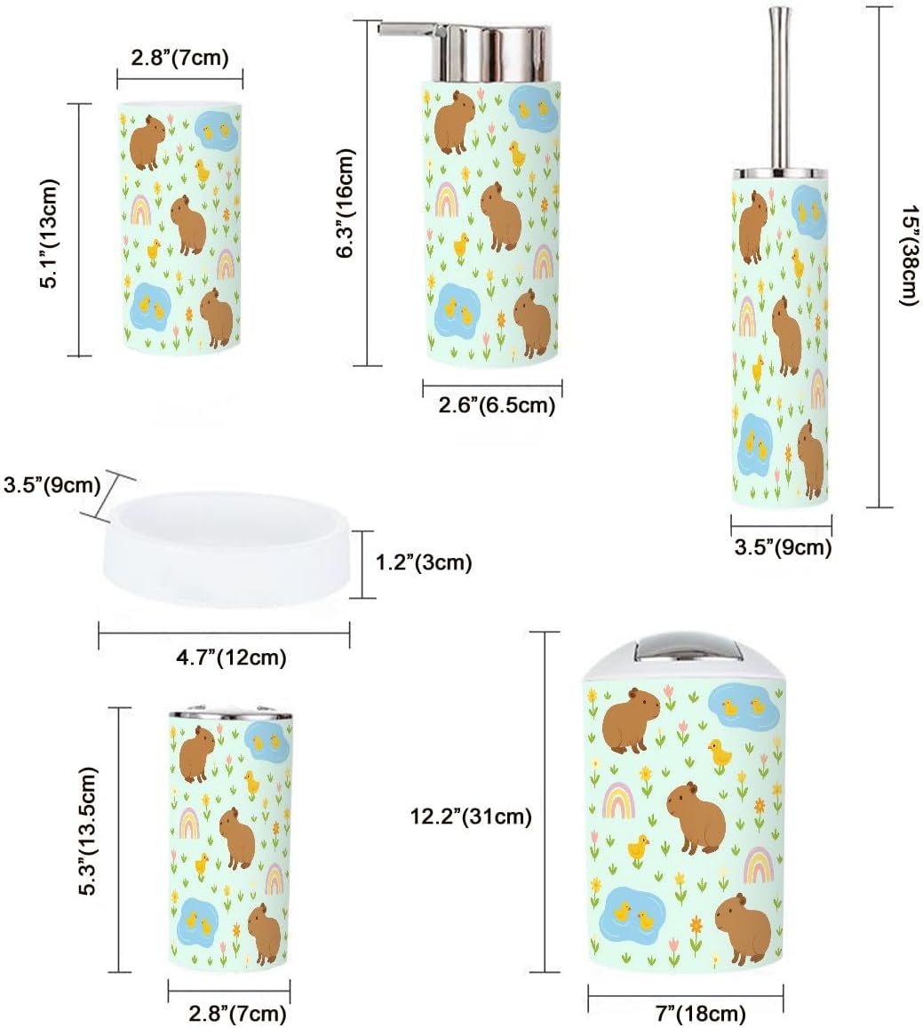 tranqdehom bohi capybara 6-piece bathroom accessory set