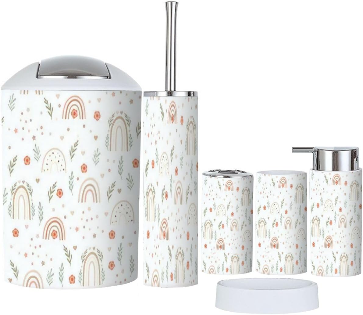 Rustic Bathroom Accessory Set 6 Piece Rainbow Decor