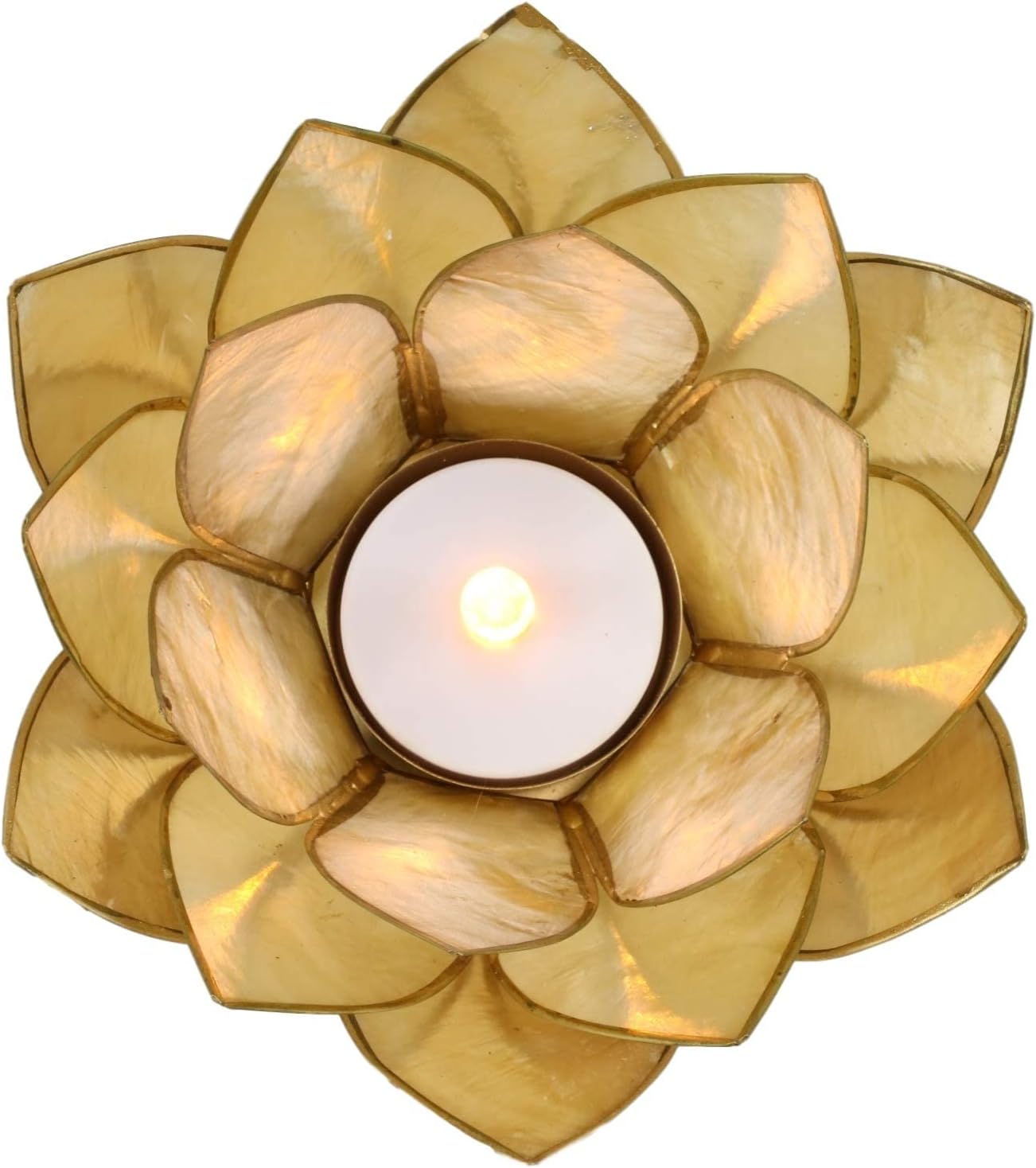 Ebros Hand Crafted Capiz Seashell Lotus Votive Candle Holder