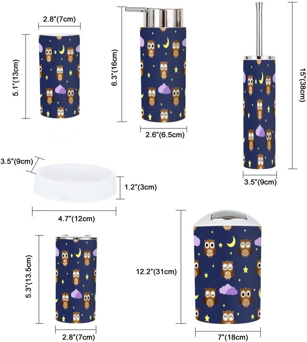 Bathroom Accessory Set 6-Piece Owl Home Decor
