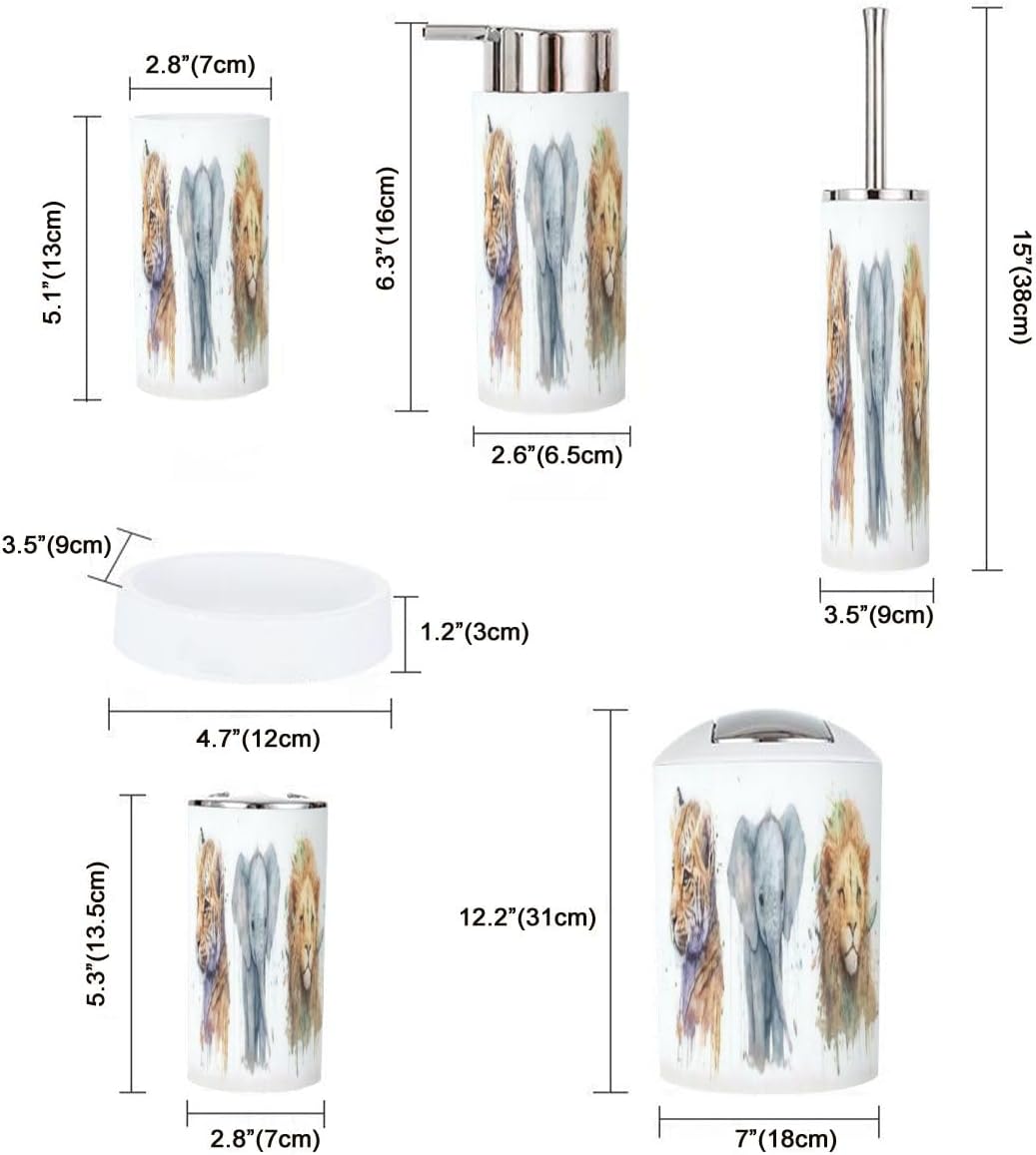 XNGJEMVWXO Elephant Lion Bathroom Accessory Set