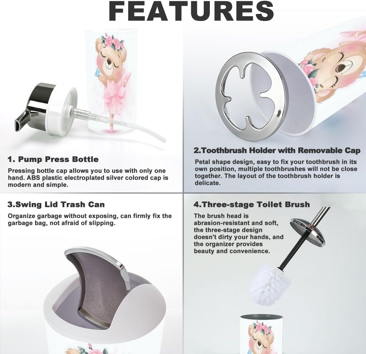 XNGJEMVWXO 6-Piece compact bathroom Accessory Set for Easy Living