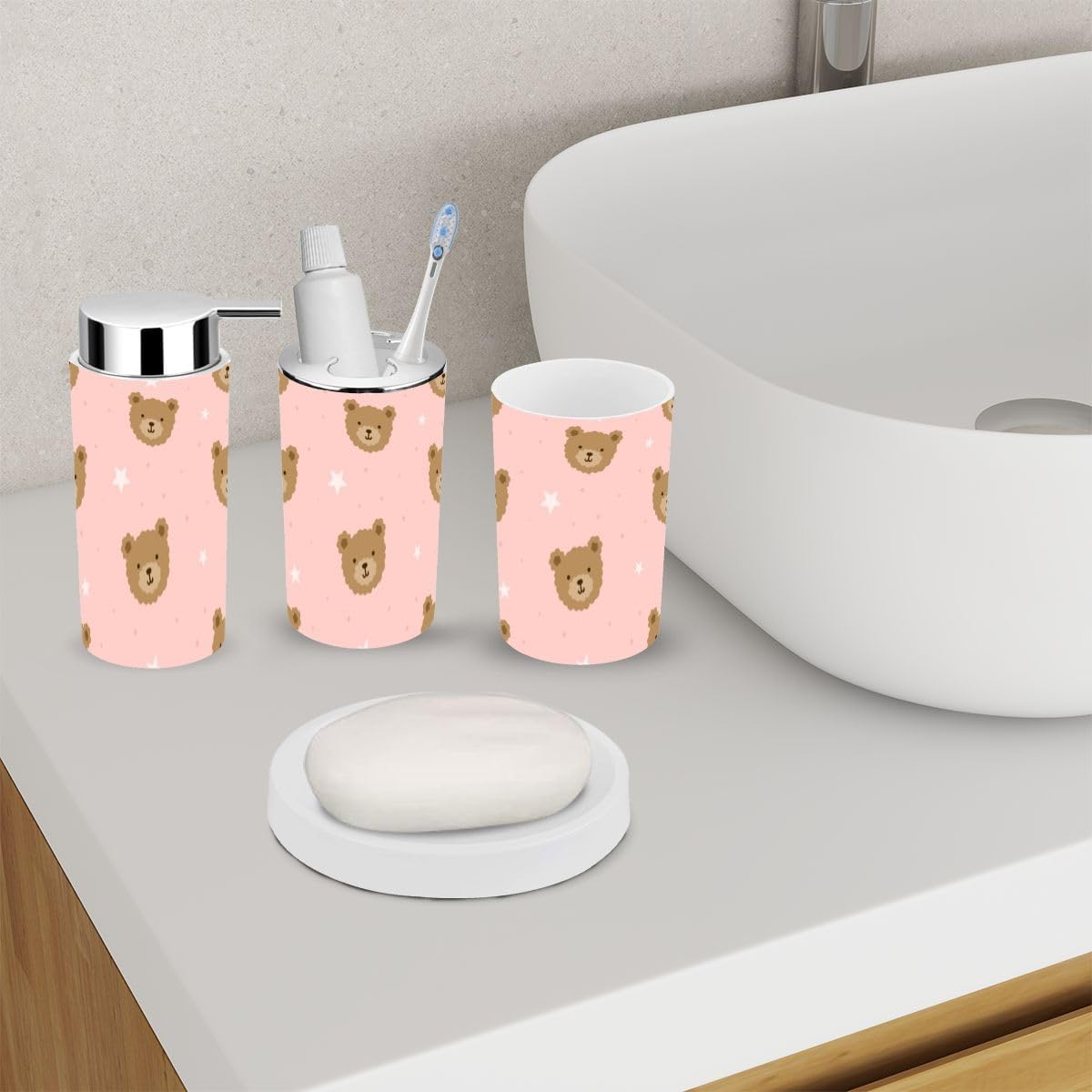 Cute Girly 6-Piece Bathroom Accessory Set