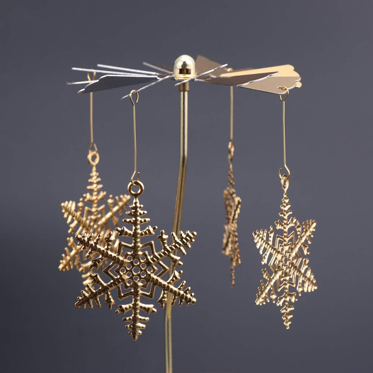 Romantic Rotating Snowflake Candlestick Holder