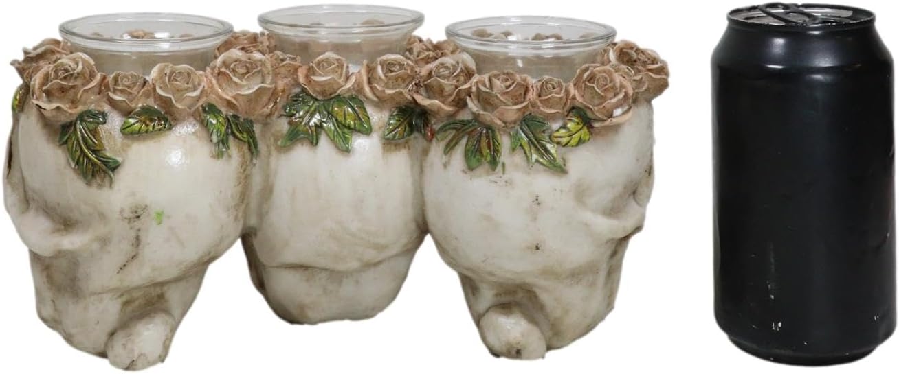 Ebros Gift Trio Gothic Rose Skulls fragrance holder