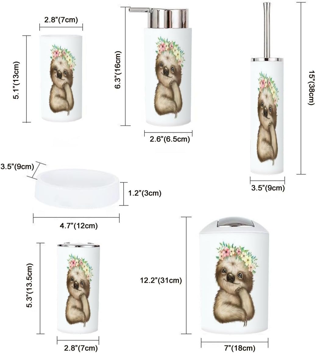 6-Piece Cute tropical animal bathroom accessory set for babies