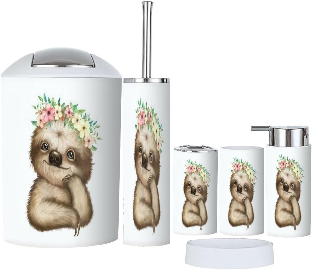 6-Piece Cute tropical animal bathroom accessory set for babies