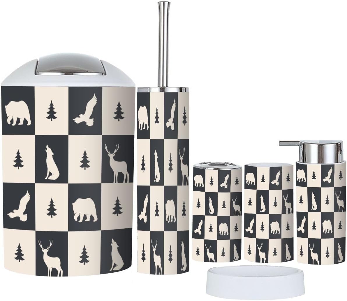 6-Piece Forest Animal Bathroom Set Bear Eagle Deer Accessory Set