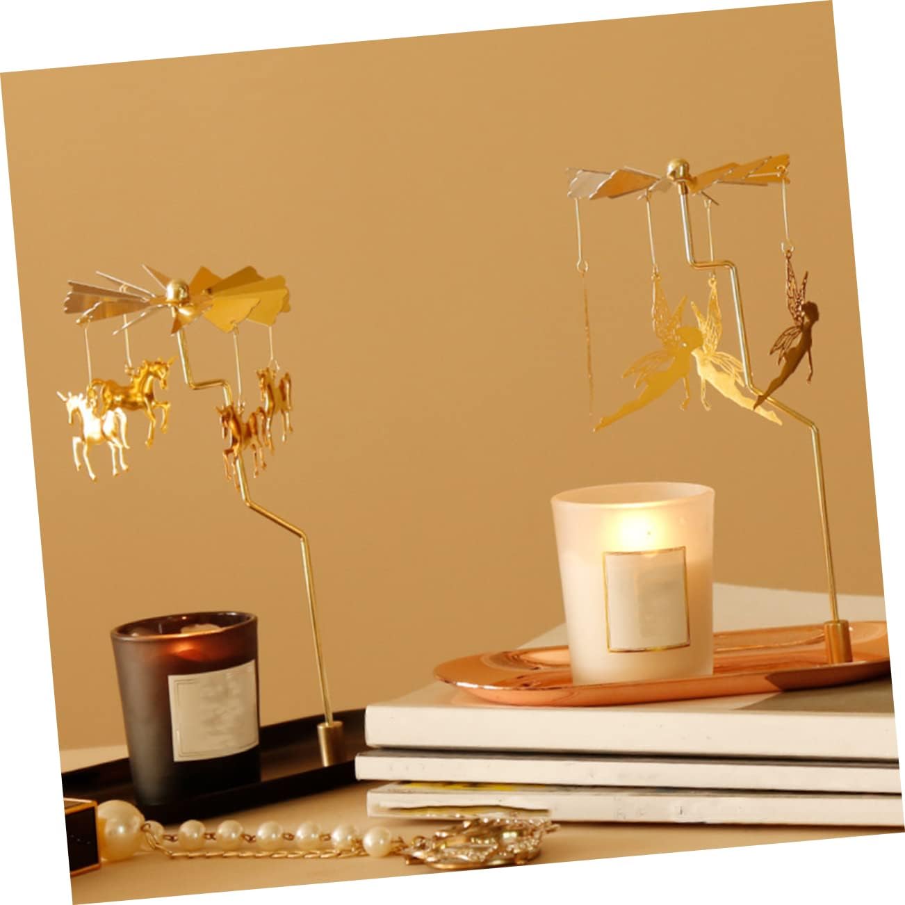 Stylish Golden Candle Bracket with Rotating Candle Support